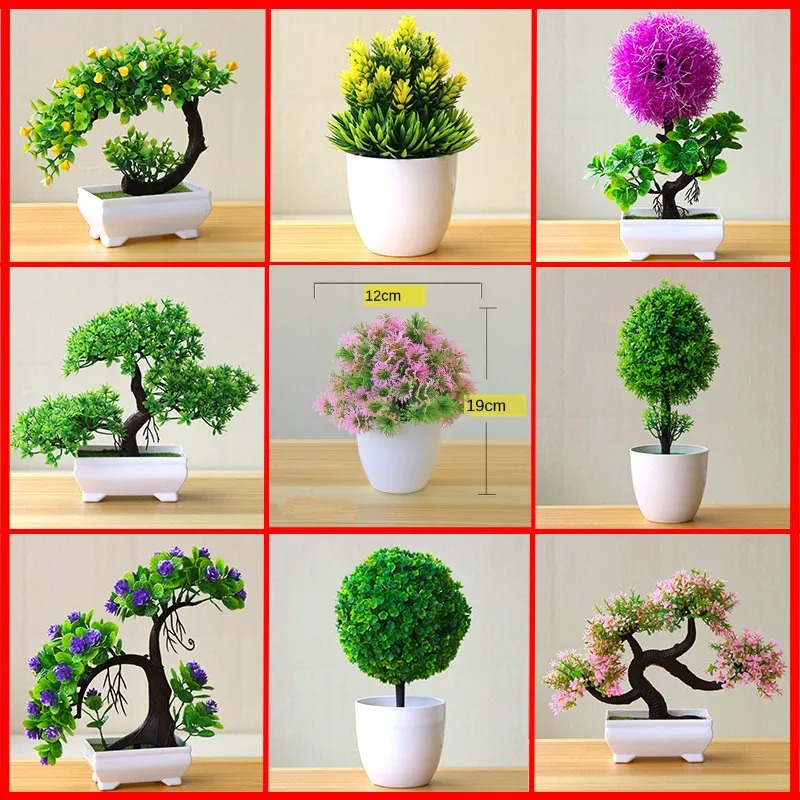 Bonsai Gardenia - Petit arbre artificiel en pot, fausse
